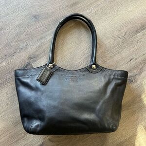 Coach Women's Bleeker Legacy Tote Bag Black Leather Handbag EUC